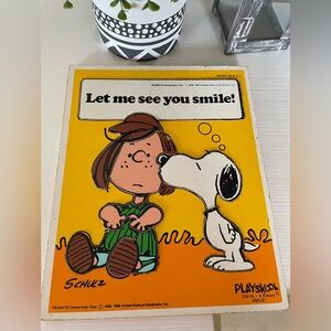 Vintage Playskool Snoopy Patty Wood Puzzle Smile Schulz Peanuts 1966